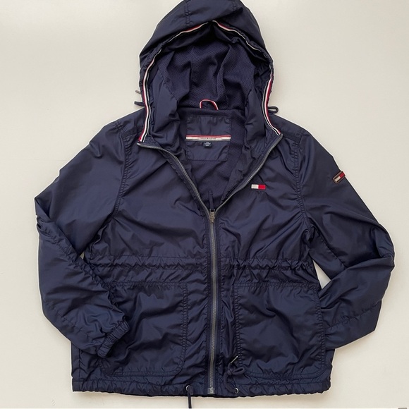 TOMMY HILFIGER Navy Blue Utility Full Zip Windbreaker Size XXS - Picture 1 of 13